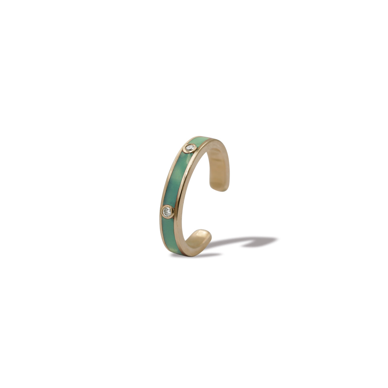 Green Cuffs Earrings Two Diamonds