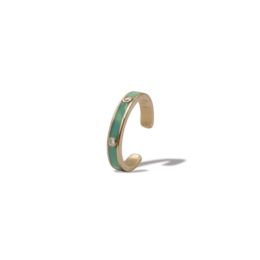 Green Cuffs Earrings Two Diamonds