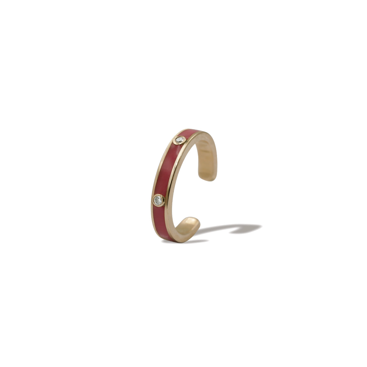 Red Cuffs Earrings Two Diamonds