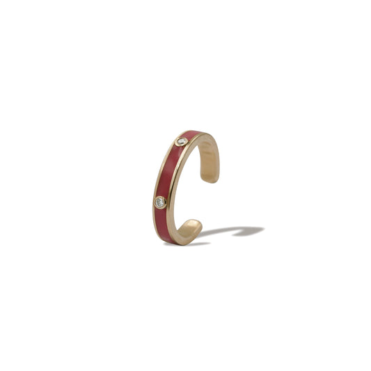 Red Cuffs Earrings Two Diamonds